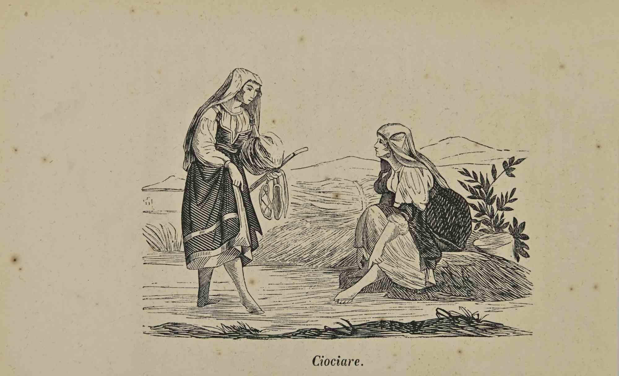 Various Artists Figurative Print – Uses and Customs – Ciociare –  Lithographie – 1862