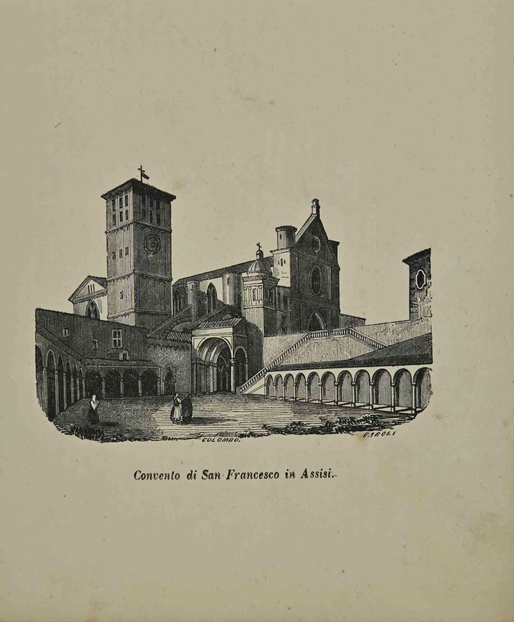 Various Artists Figurative Print - Uses and Customs -  Convent of Saint Francis in Assisi - Lithograph - 1862