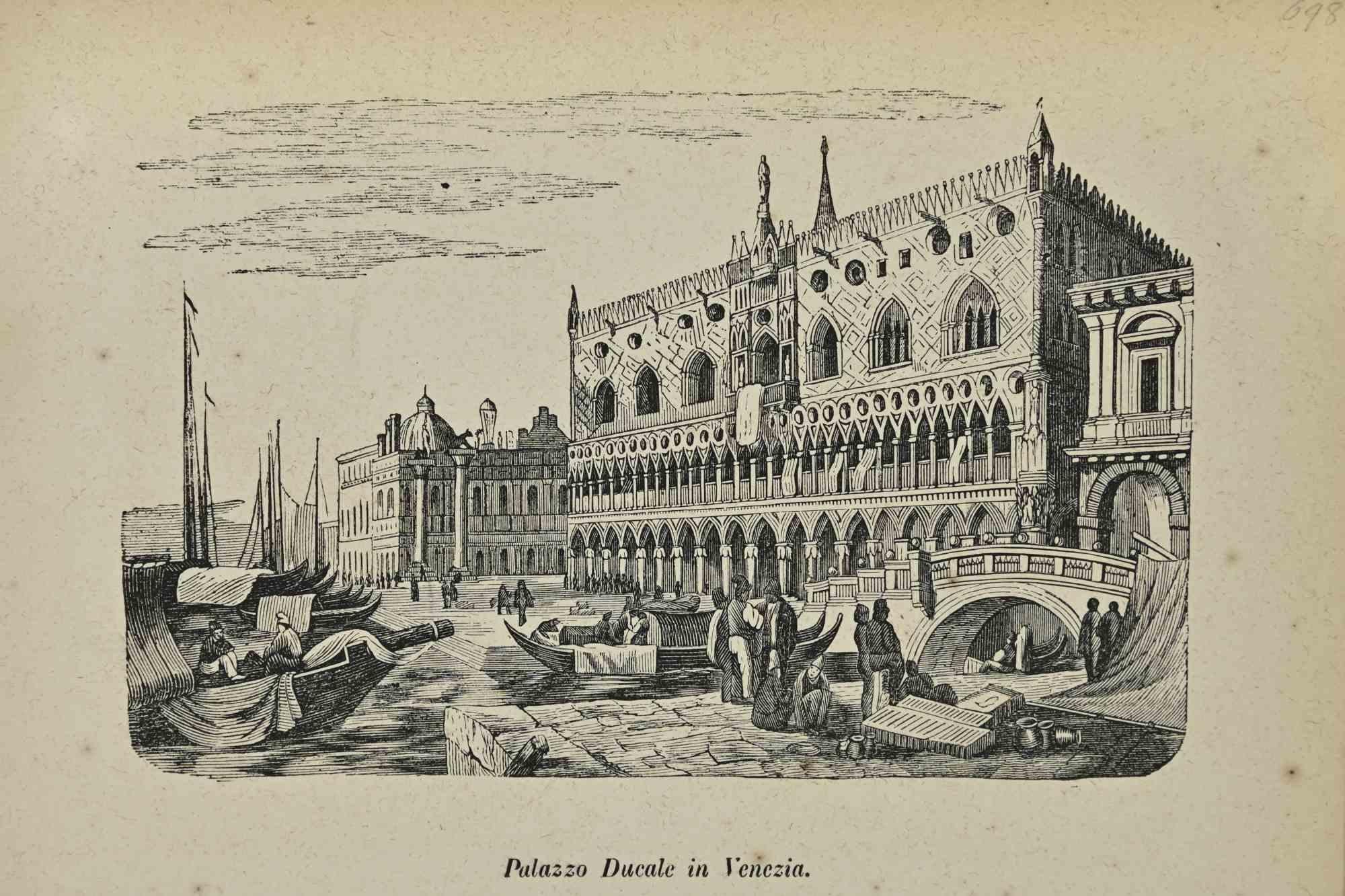 Various Artists Figurative Print - Uses and Customs - Ducal Palace in Venice - Lithograph - 1862