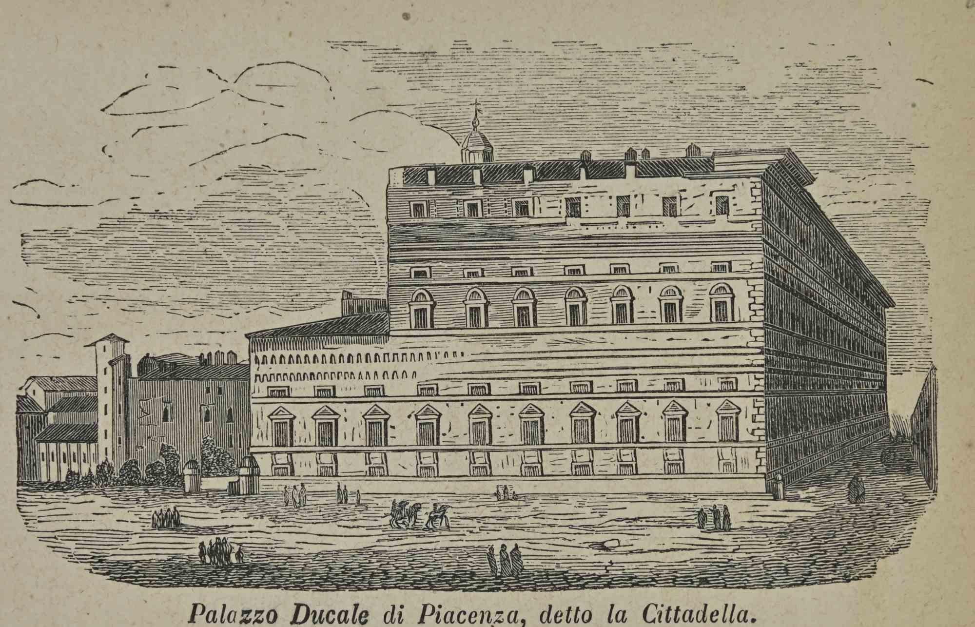 Landscape Print Various Artists - Utilisations et douanes du palais du Ducal de Piacenza, appelé le... - Lithographie - 1862