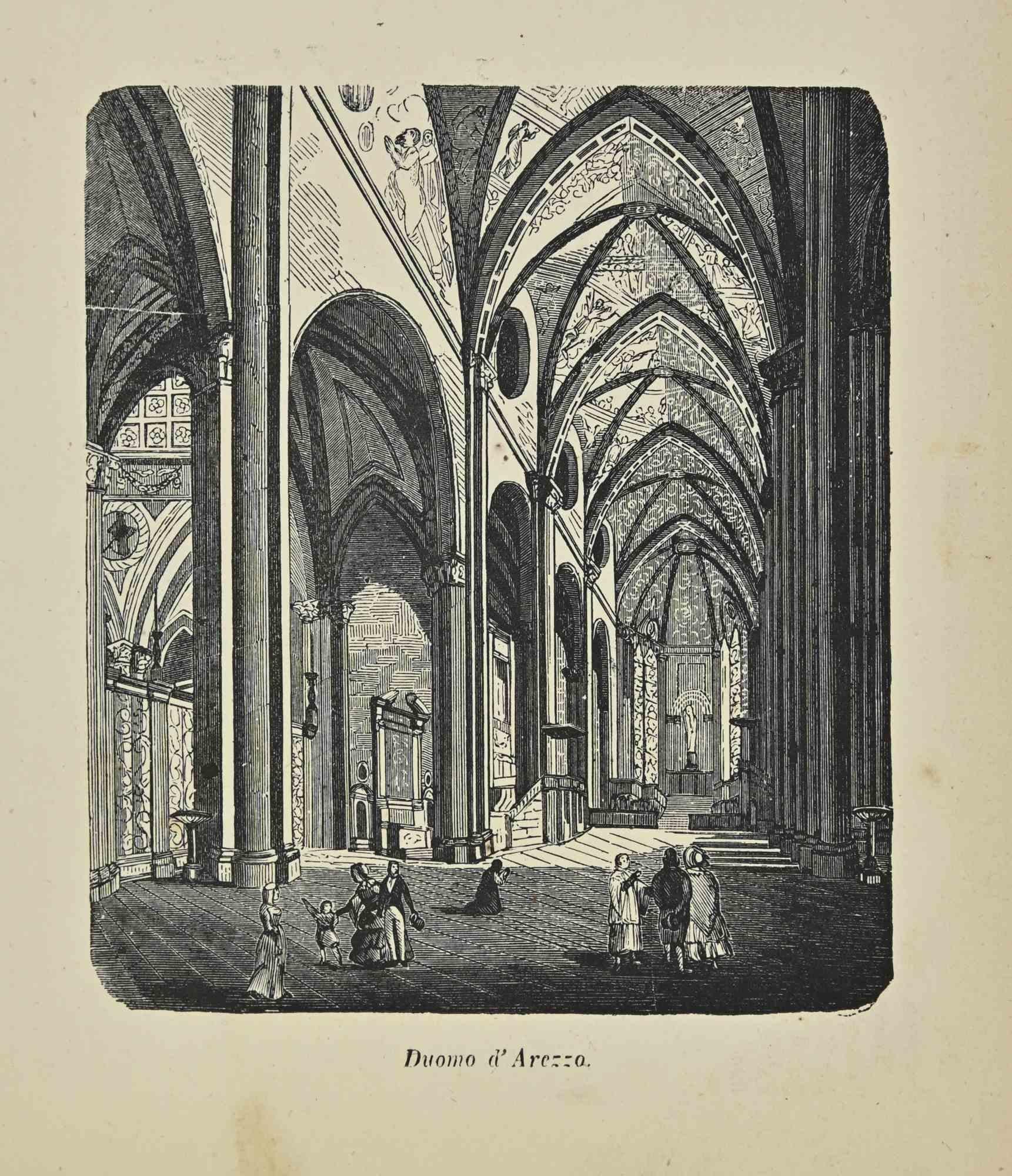 Various Artists Figurative Print - Uses and Customs - Duomo of Arezzo - Lithograph - 1862
