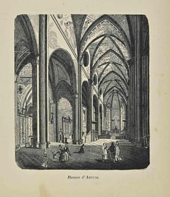 Antique Uses and Customs - Duomo of Arezzo - Lithograph - 1862