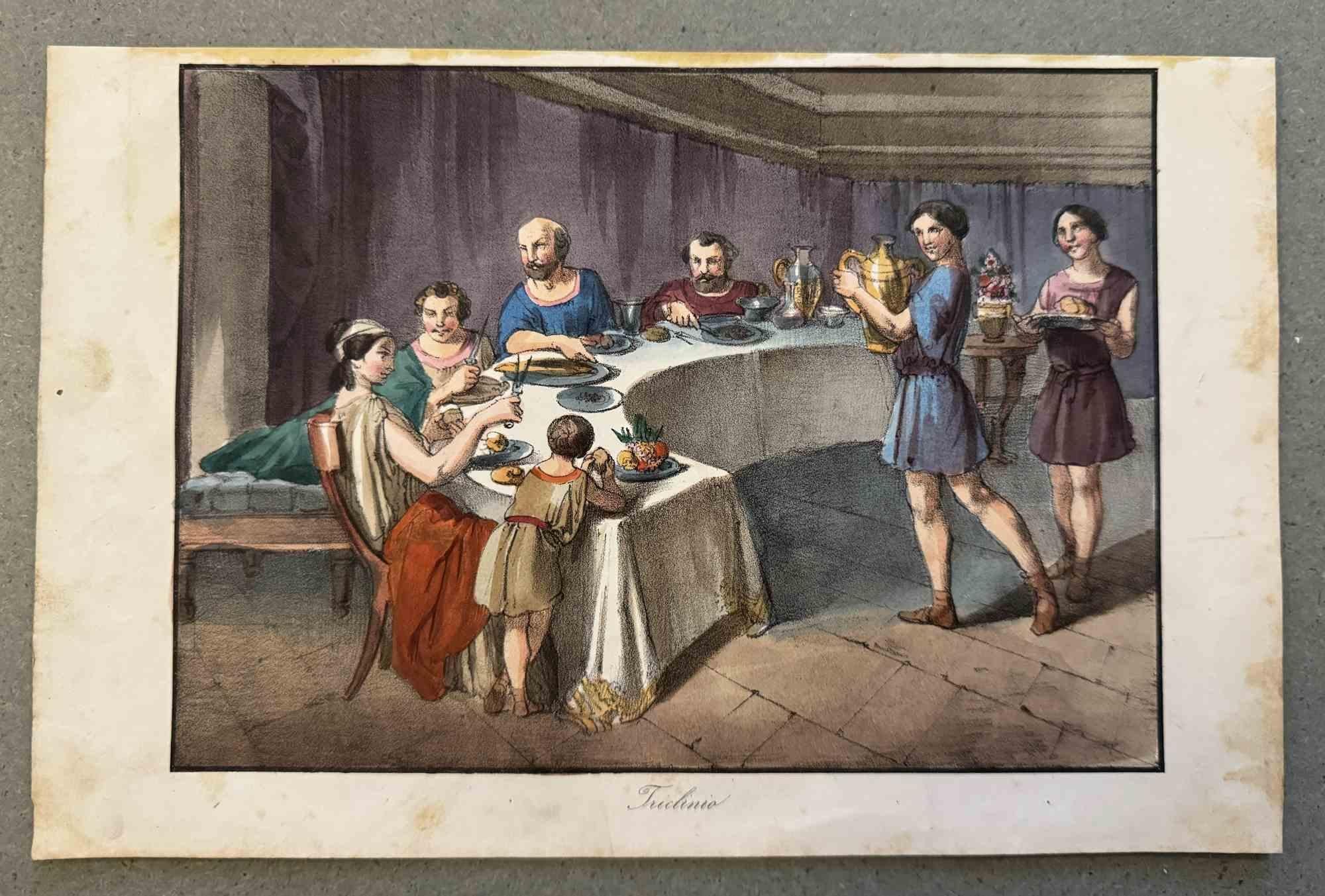 Various Artists Figurative Print – Uses and Customs – Eating Rite – Lithographie – 1862
