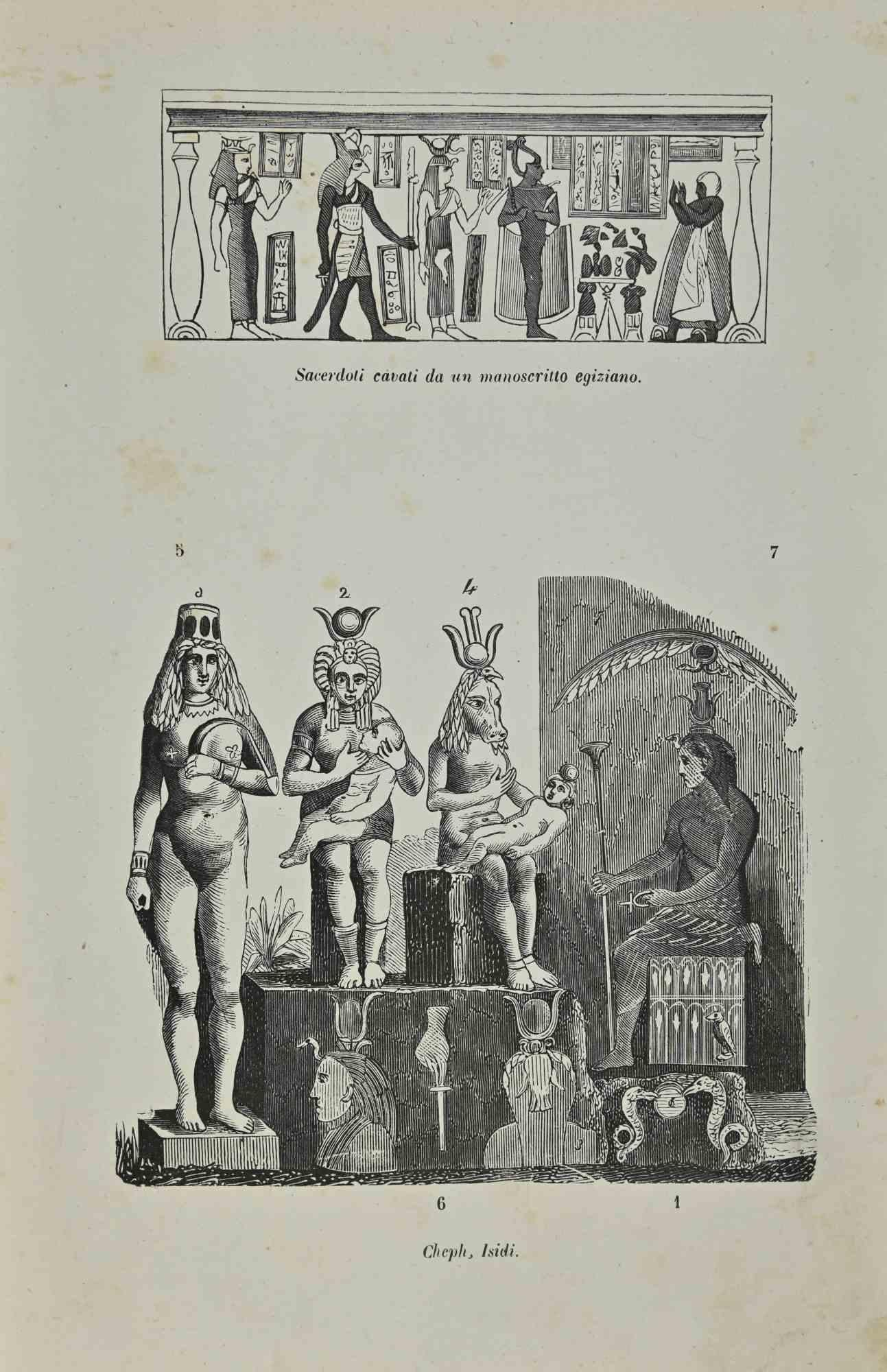 Various Artists Figurative Print - Uses and Customs - Egyptian Deities - Lithograph - 1862