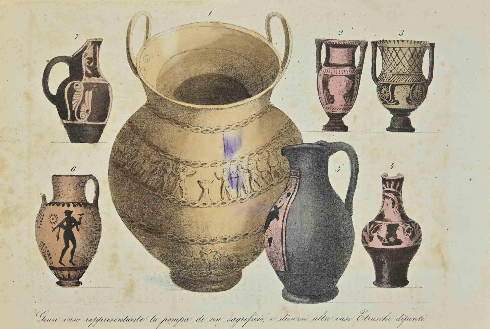 Utilisations et douanes - Peinture étrusque - Lithographie - 1862