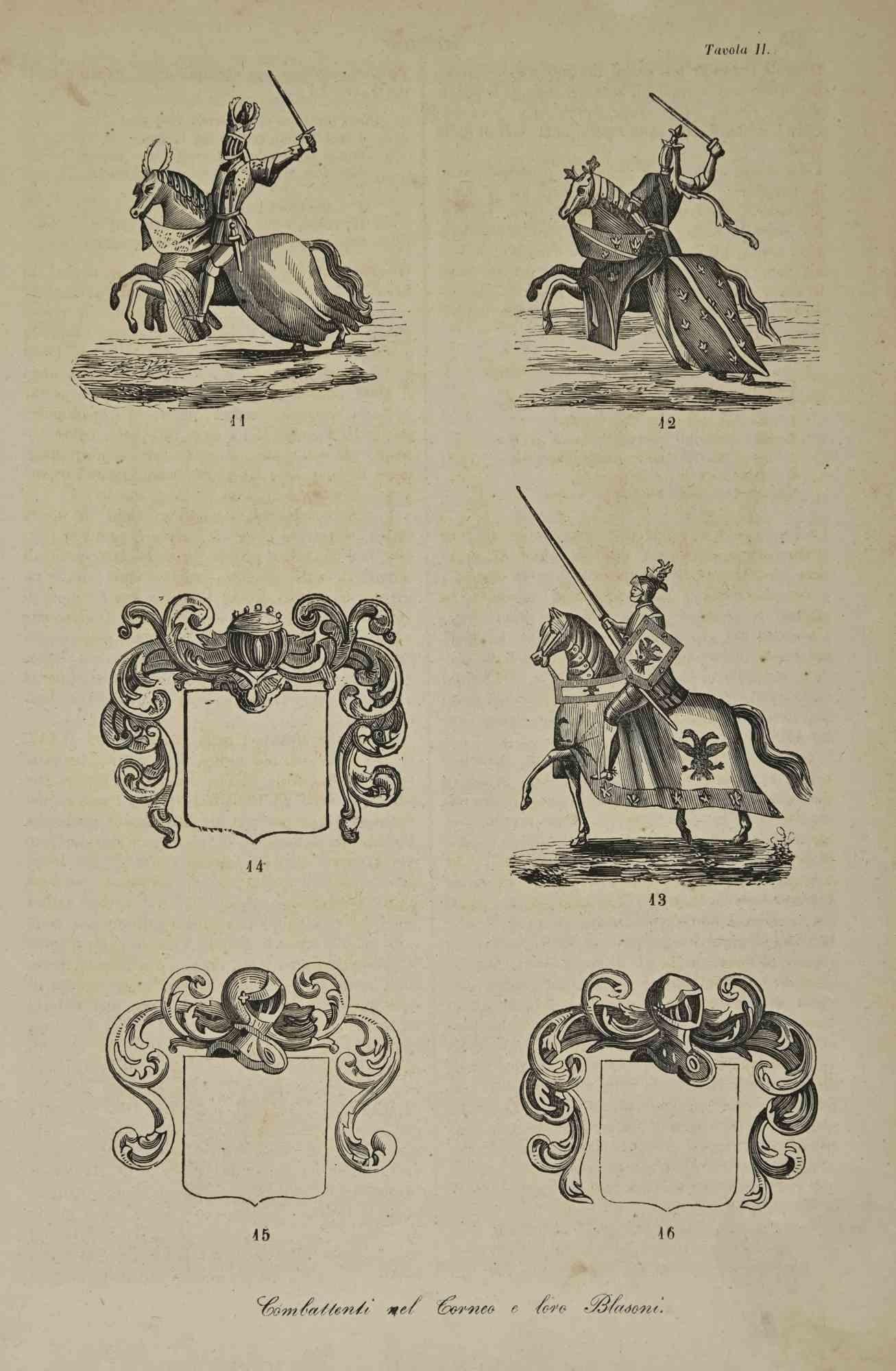 Various Artists Figurative Print - Uses and Customs - Fighters in the Tournament and their Blazons - 1862