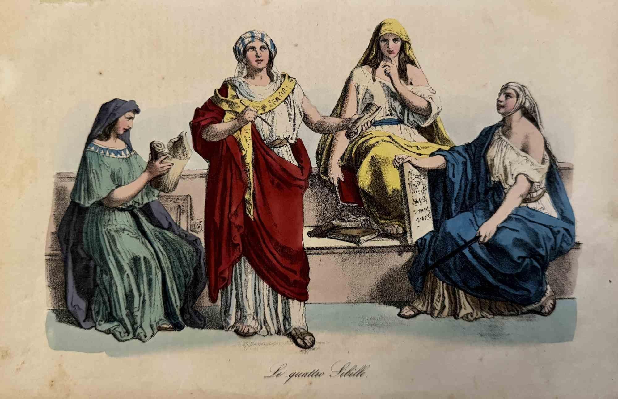 Figurative Print de Various Artists - Usos y Costumbres - Cuatro Sibilas - Litografía - 1862