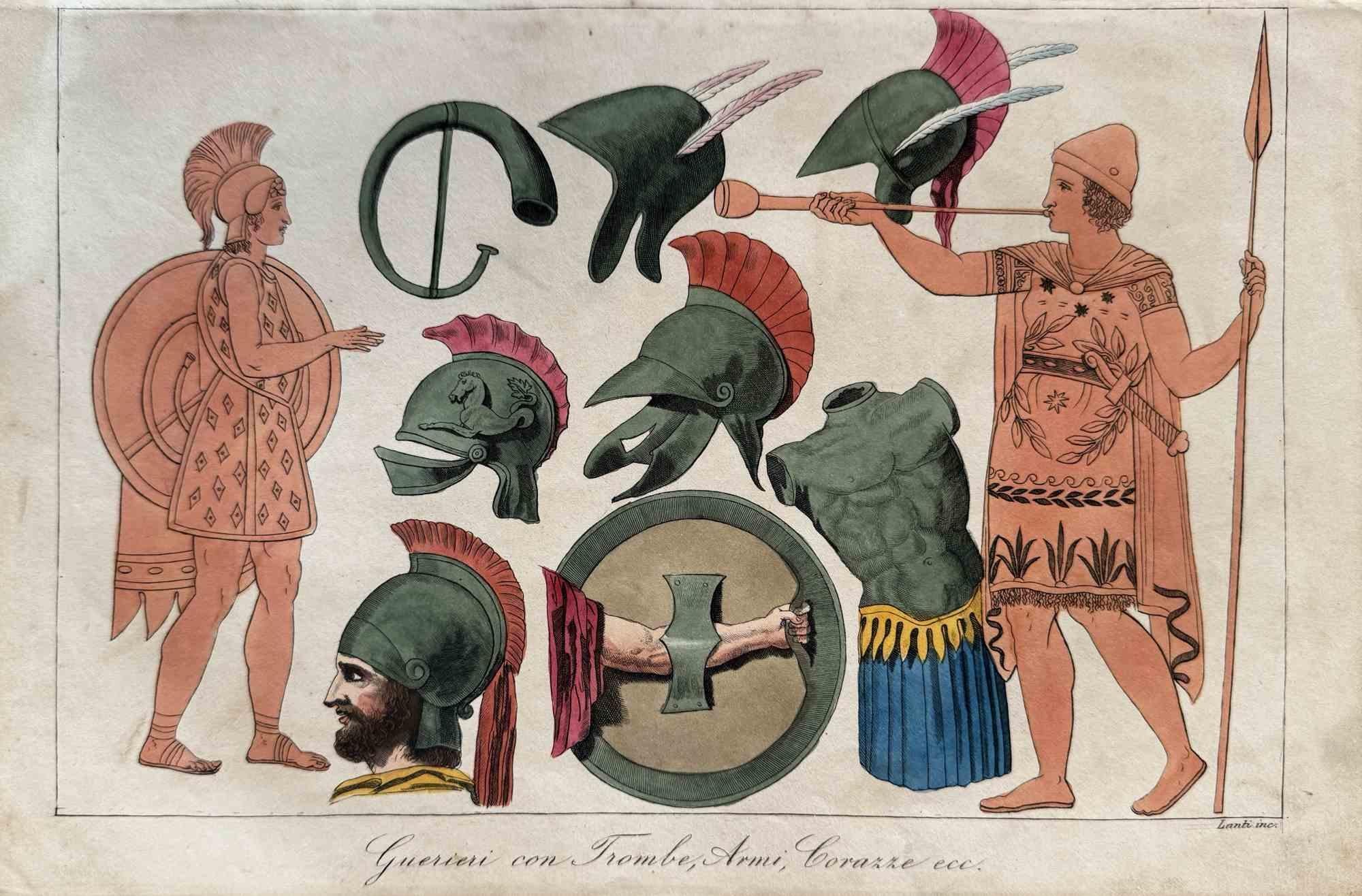 Figurative Print Various Artists - Utilisations et douanes - Robe de l'armée grecque - Lithographie - 1862