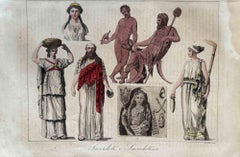 Antique Uses and Customs - Greek Priests - Lithograph - 1862