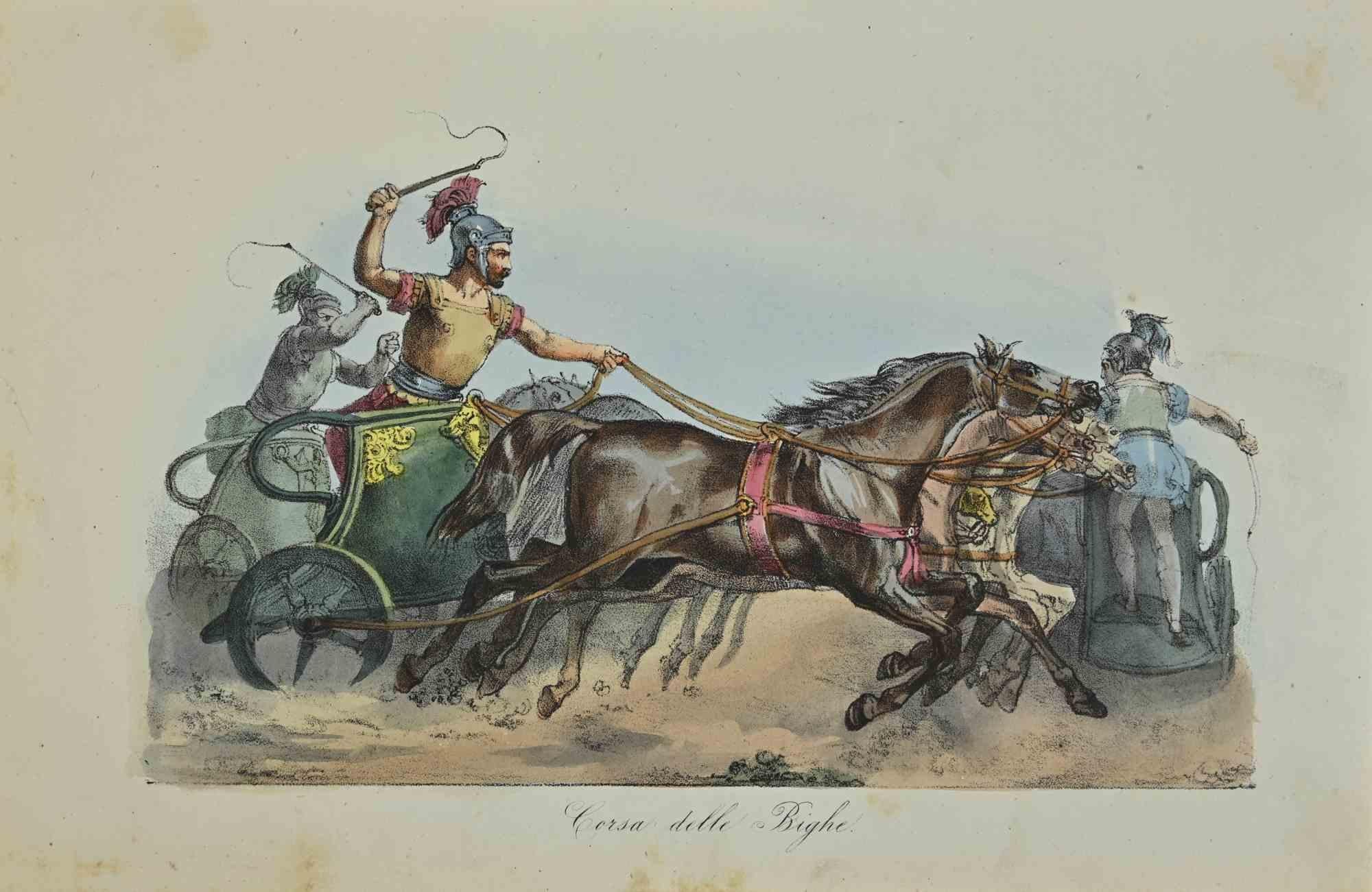 Various Artists Figurative Print - Uses and Customs - Horsing Ride - Lithograph - 1862