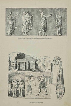 Uses and Customs –  Bilder von Priestern, die aus einem - Lithographie - 1862