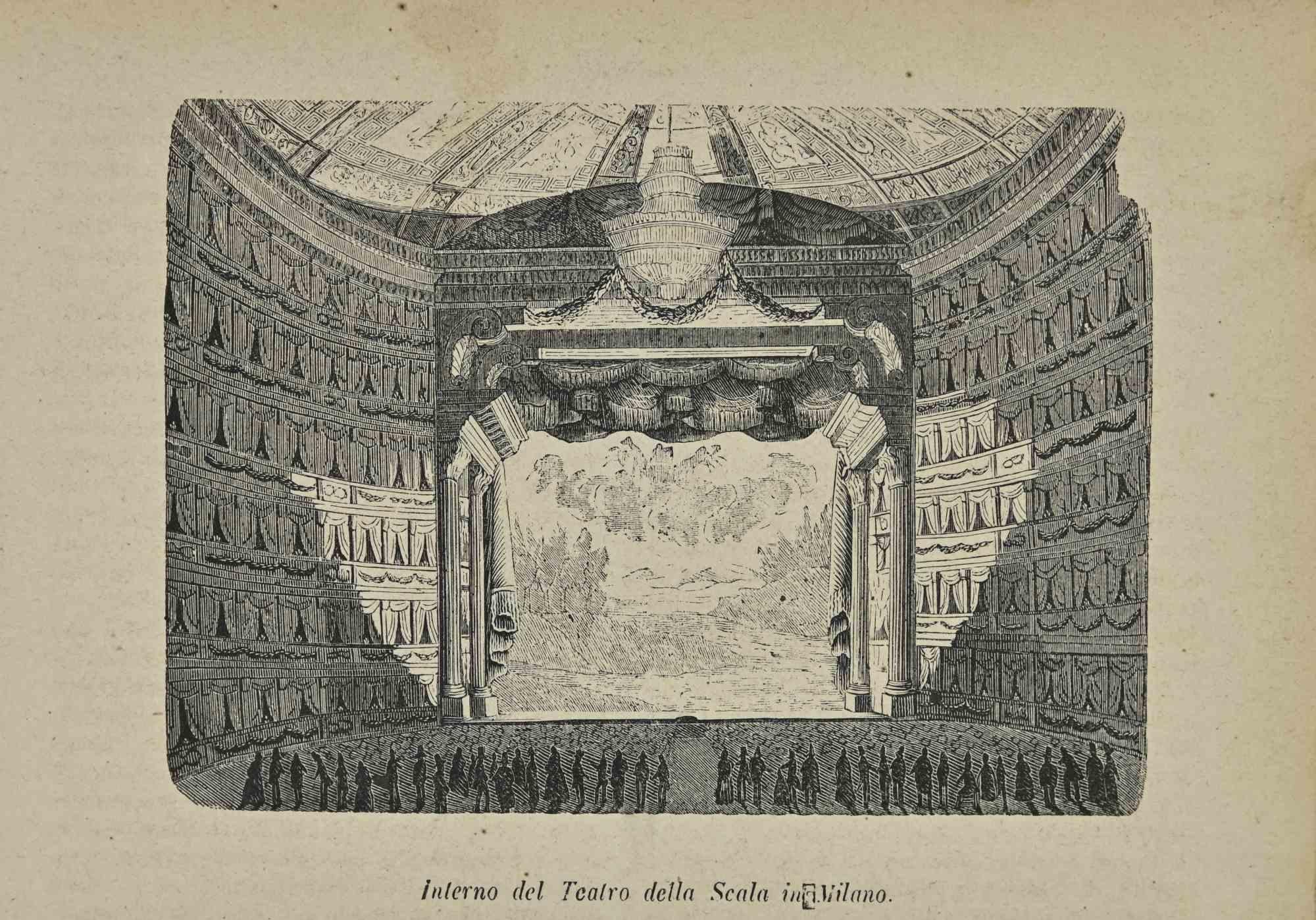 Various Artists Landscape Print - Uses and Customs - Interior of La Scala Theatre in Milan - Lithograph - 1862