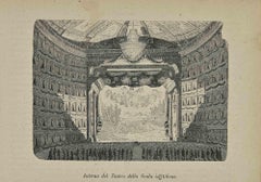 Antique Uses and Customs - Interior of La Scala Theatre in Milan - Lithograph - 1862