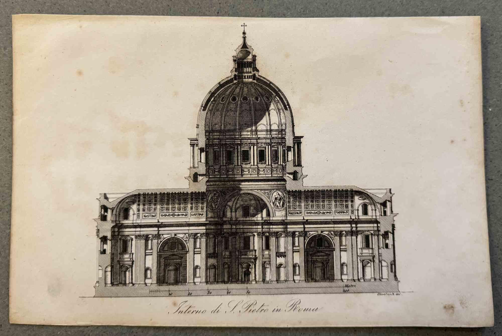 Figurative Print di Various Artists - Usi e costumi - Interni  della Basilica di San Peters - Litografia - 1862