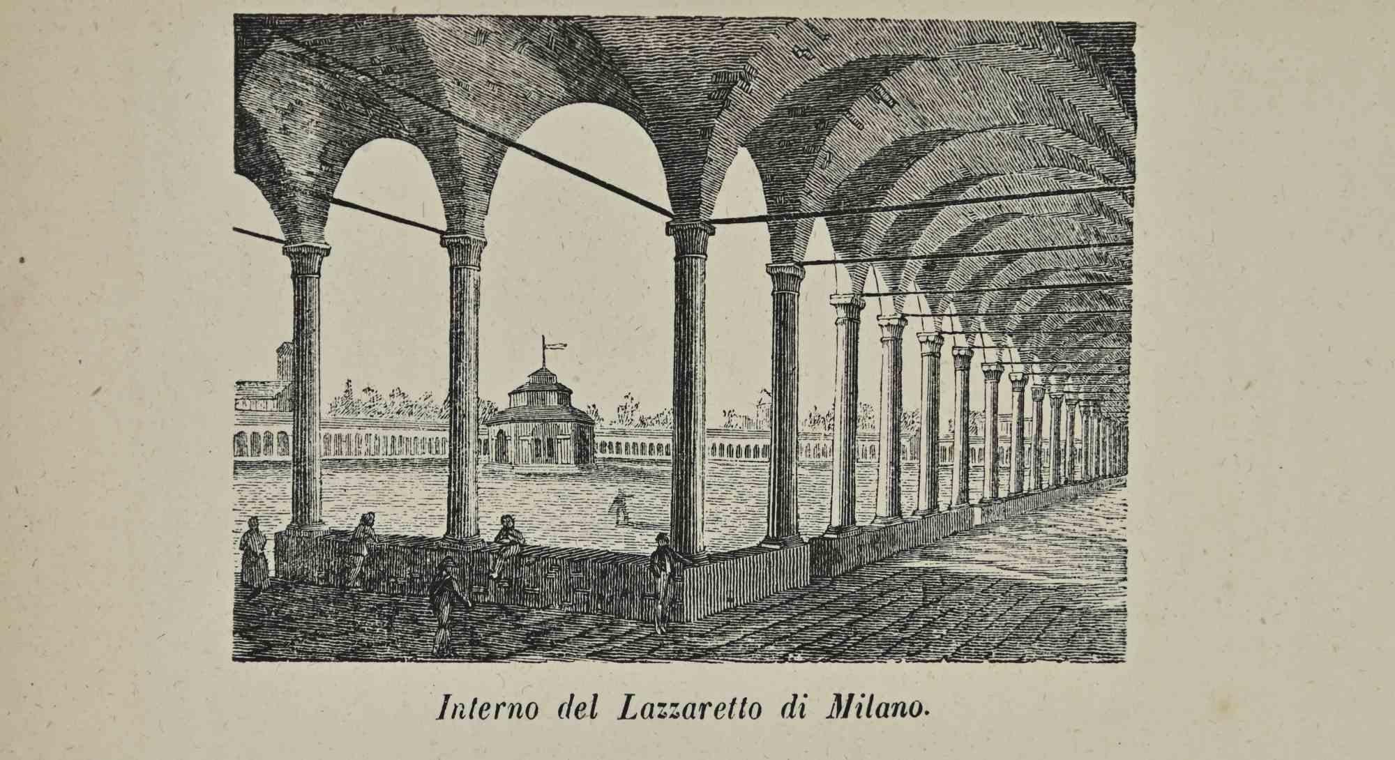 Various Artists Figurative Print - Uses and Customs - Interior of the Lazzaretto in Milan - Lithograph - 1862