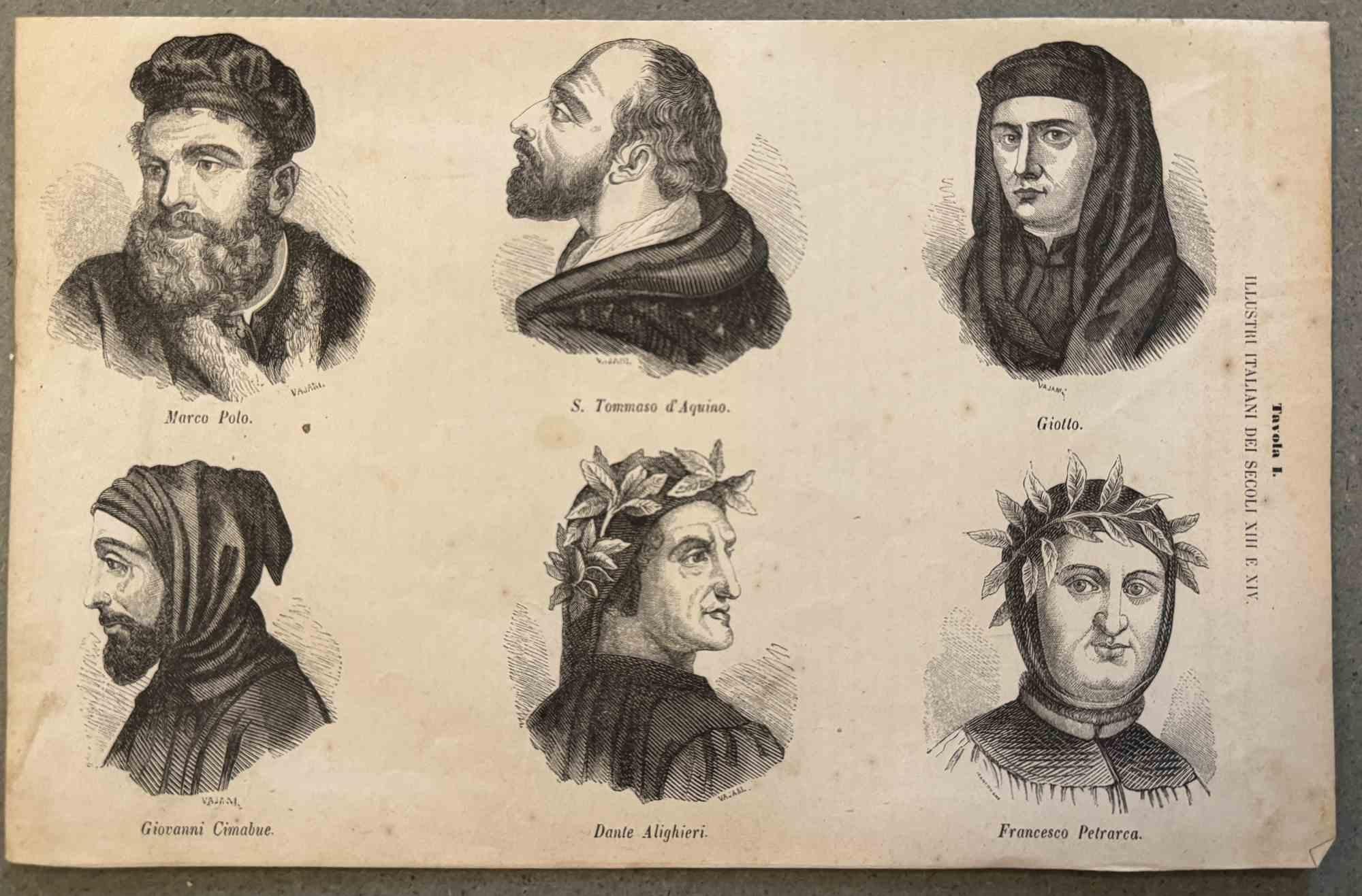 Various Artists Figurative Print – Uses and Customs – Italienisch in XIII – Lithographie – 1862