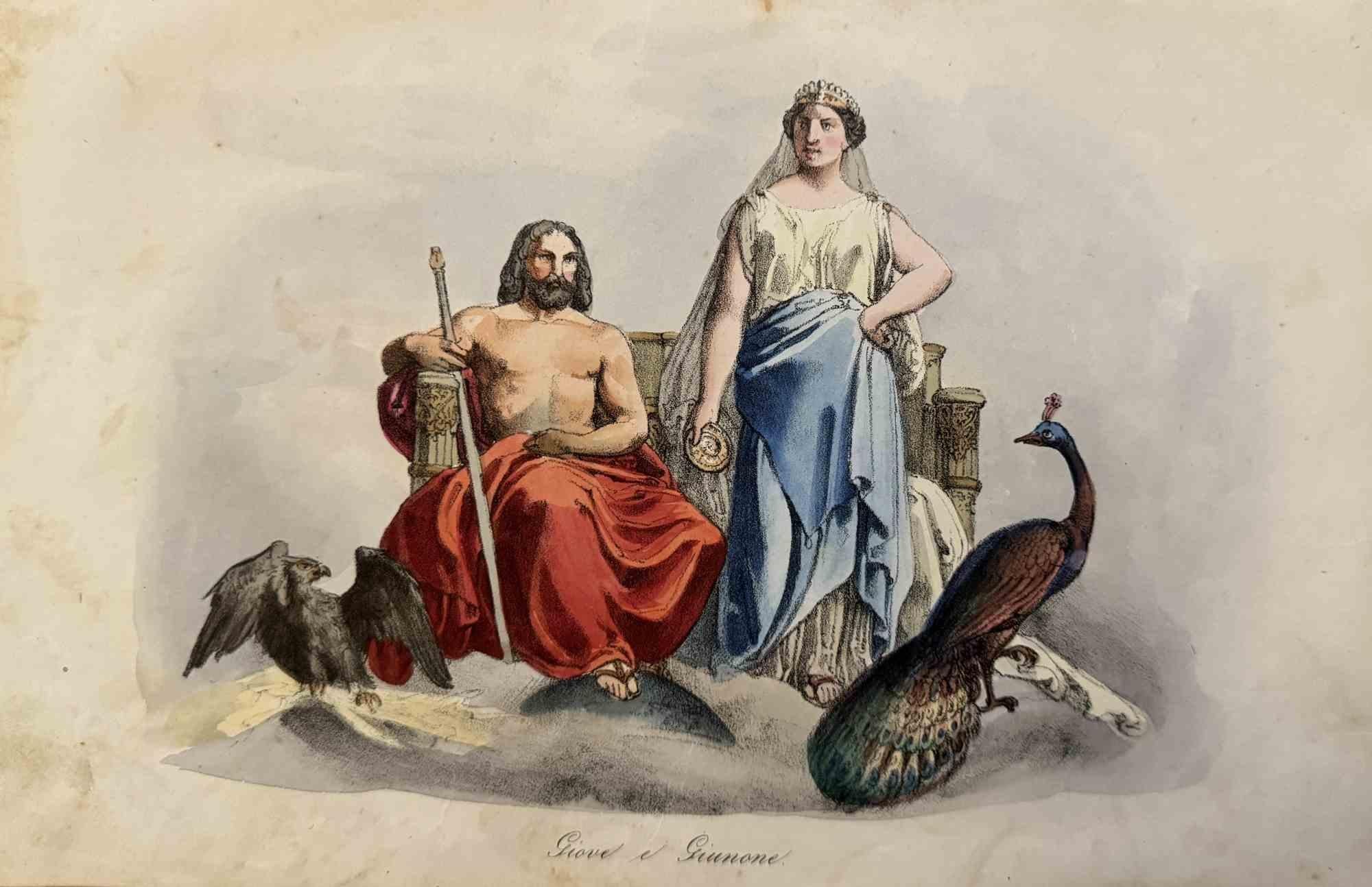 Various Artists Figurative Print - Uses and Customs - Jupiter and Juno - Lithograph - 1862