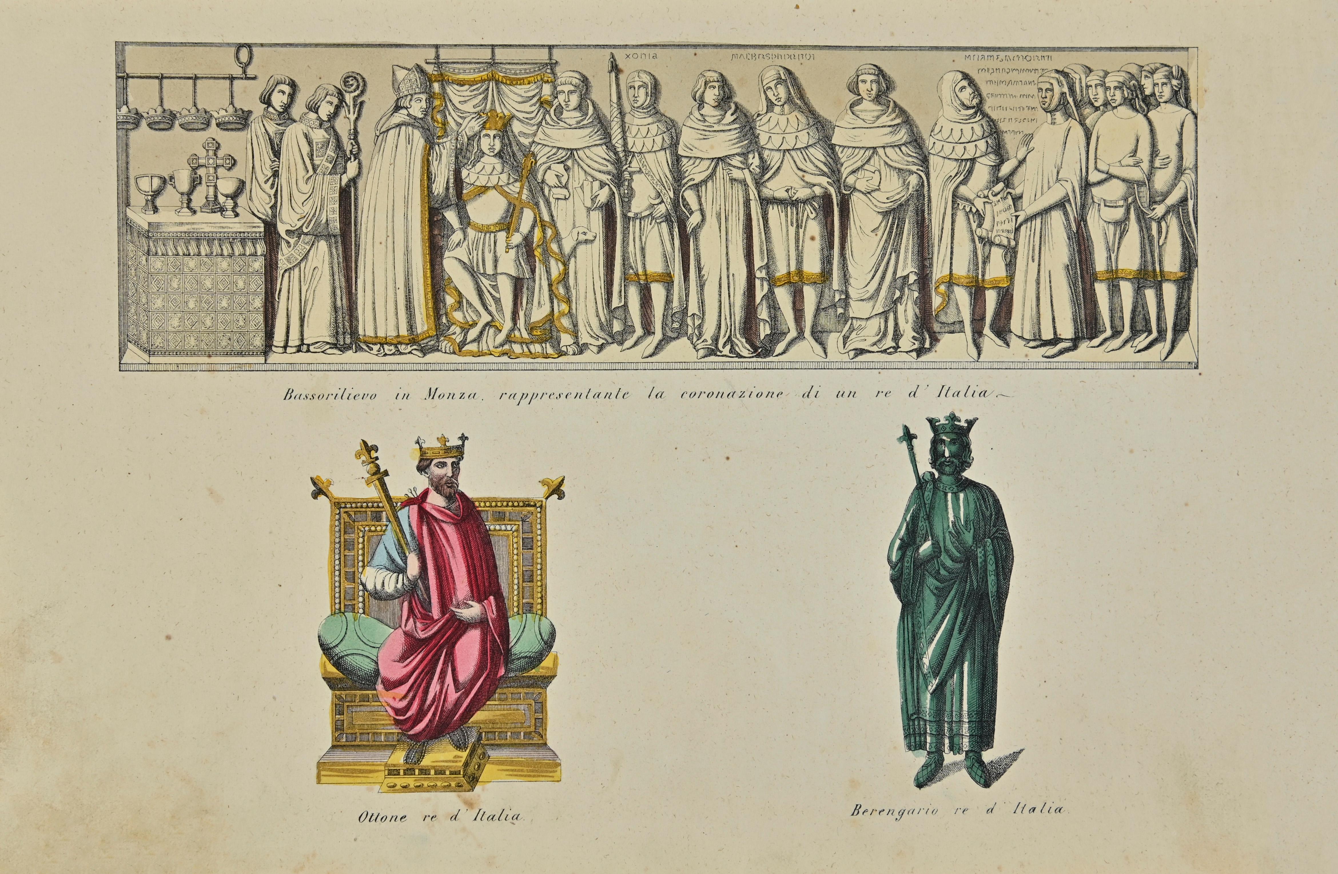 Figurative Print Various Artists - Utilisations et douanes - Roi d'Italie - Lithographie - 1862
