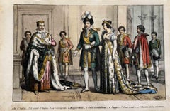 Antique Uses and Customs -King of Italy - Lithograph - 1862