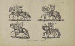 Antique Uses and Customs - Knights, Jousters and Players - Lithograph - 1862