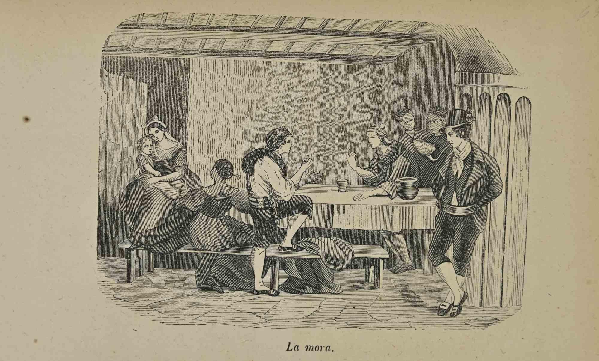 Various Artists Figurative Print – Uses and Customs – La Mora – Lithographie – 1862