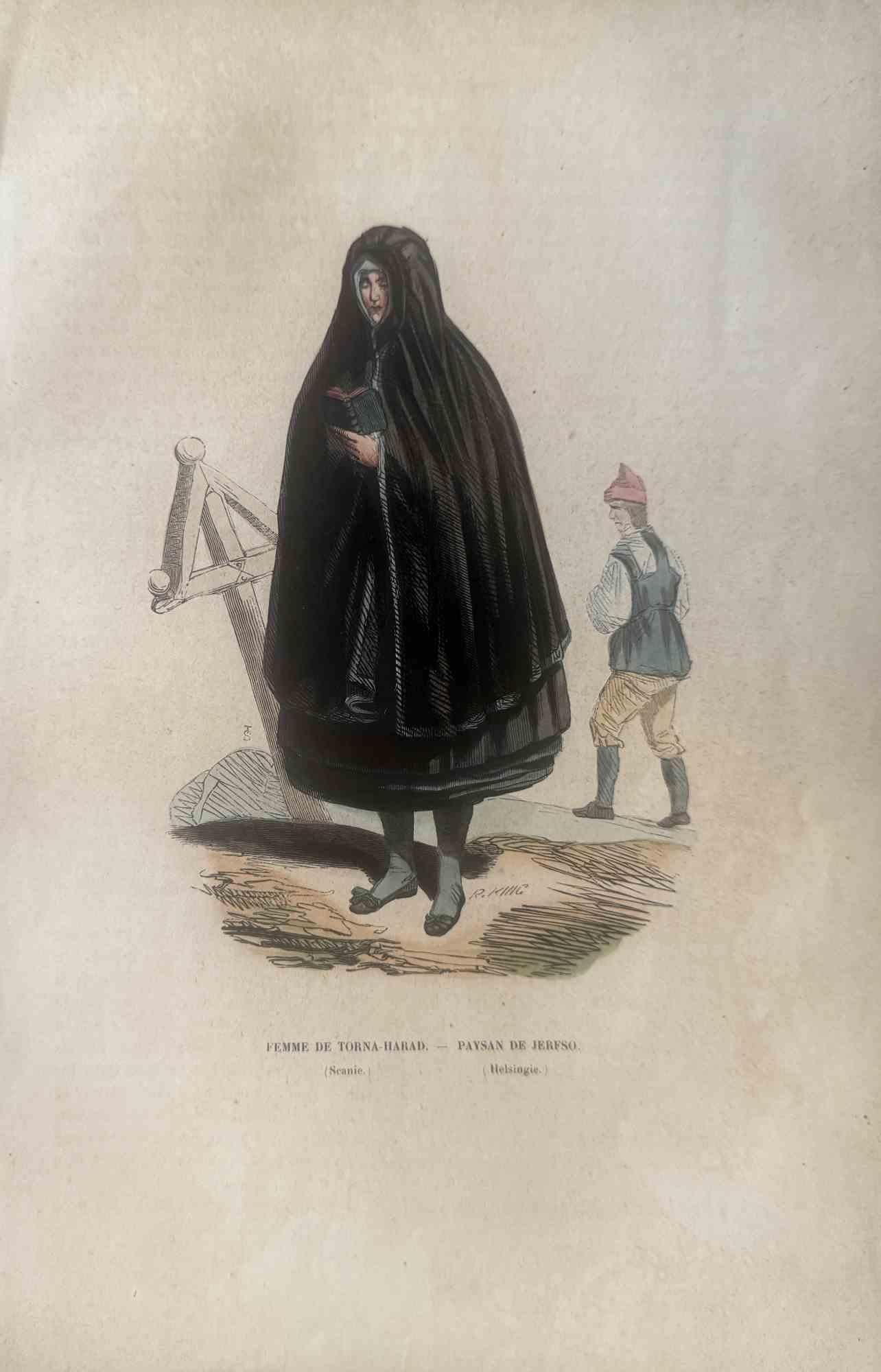 Various Artists Figurative Print – Uses and Customs – Lady of Torna-Harad – Lithographie – 1862