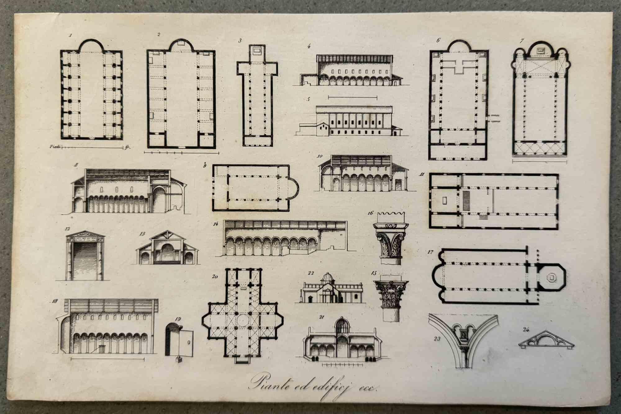 Various Artists Figurative Print - Uses and Customs - Map of Churches - Lithograph - 1862