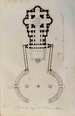 Usi e costumi - Mappa  della Basilica di San Pietro - Litografia - 1862