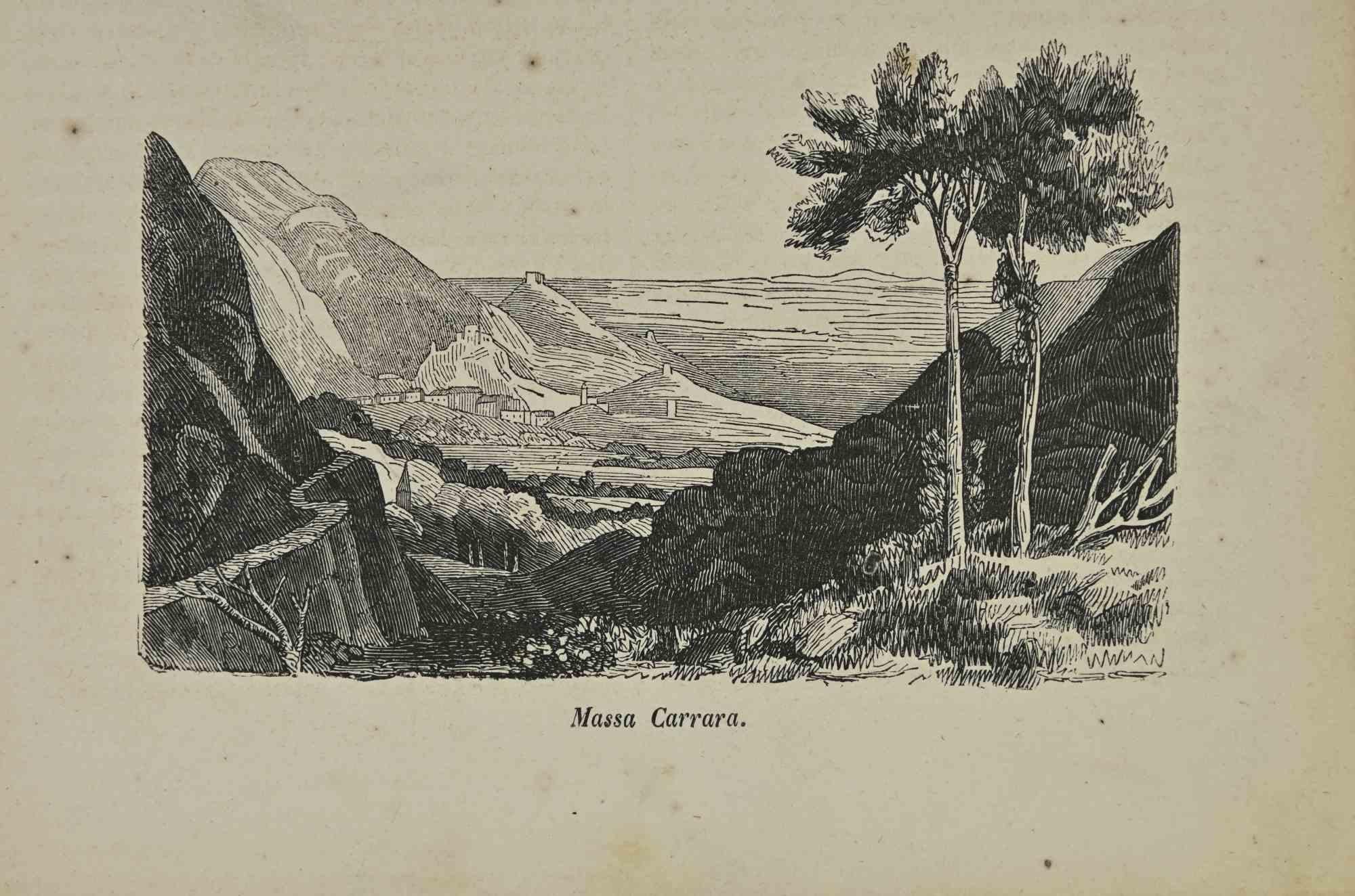 Landscape Print de Various Artists - Usos y Costumbres - Massa Carrara - Litografía - 1862