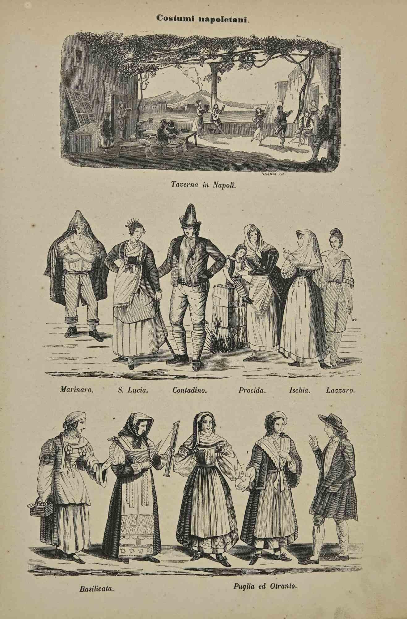 Various Artists Figurative Print - Uses and Customs - Neapolitan Costumes - Lithograph - 1862