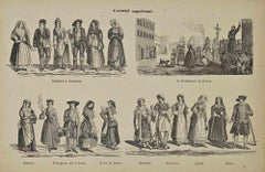 Utilisations et douanes - Costumes napolitaines - Lithographie - 1862