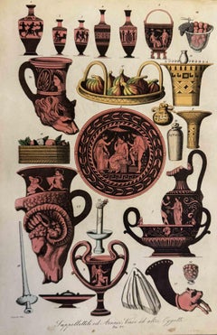 Antique Uses and Customs - Objects of Funerals - Lithograph - 1862