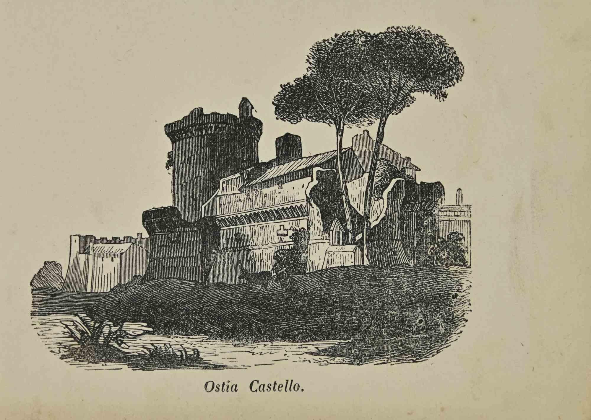 Uses and Customs - Ostia Castle - Lithograph - 1862