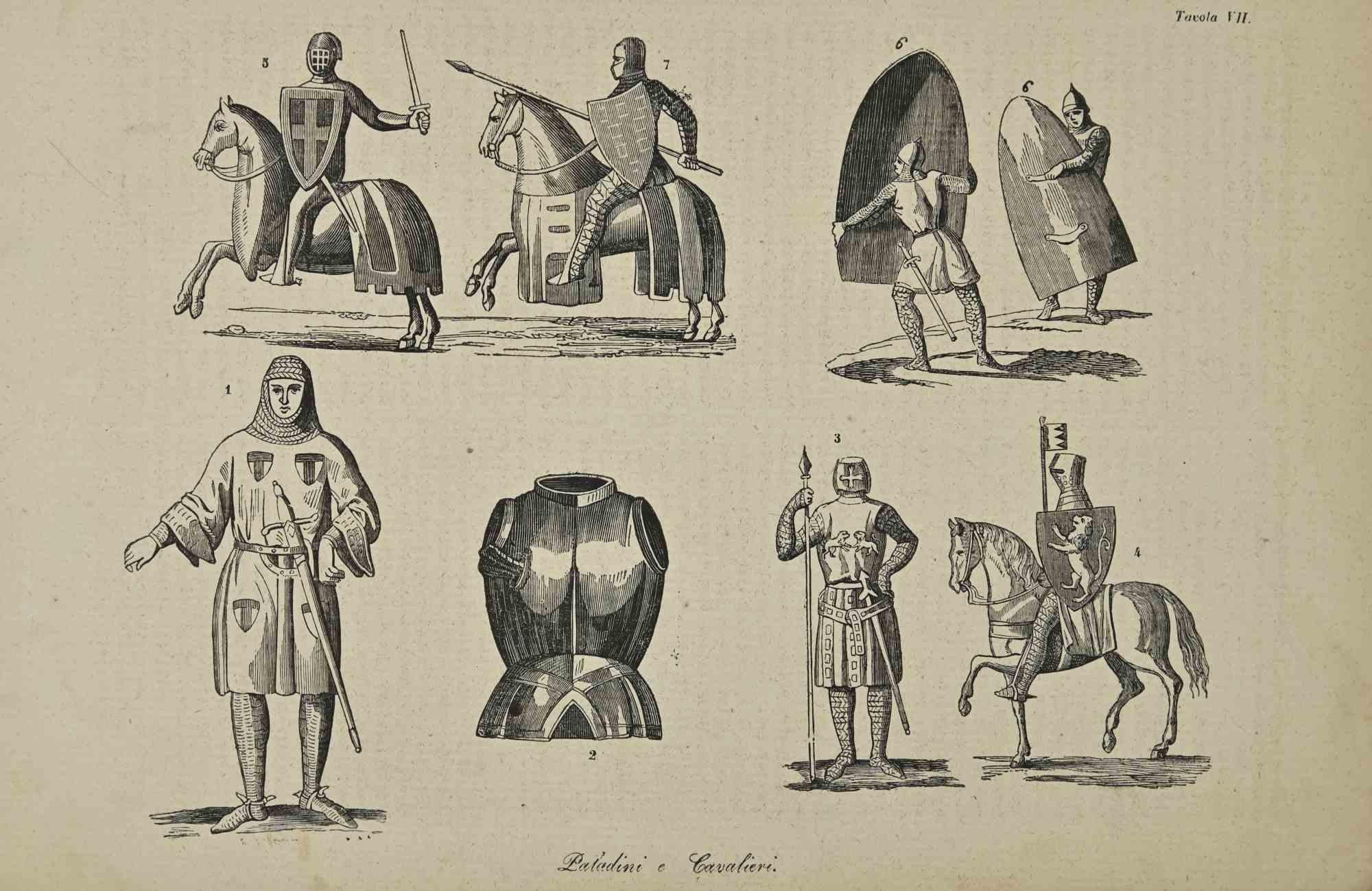 Various Artists Figurative Print - Uses and Customs - Paladins and Knights - Lithograph - 1862