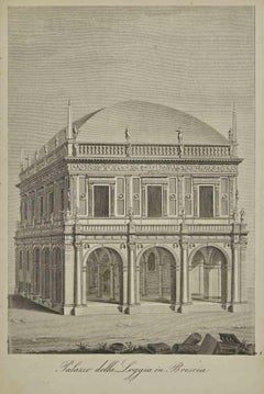 Uses and Customs - Palazzo della Loggia in Brescia - Lithograph - 1862