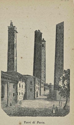 Usi e costumi - Torri di Pavia - Litografia - 1862