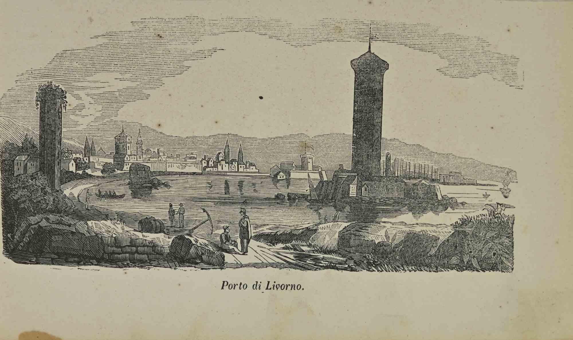 Various Artists Figurative Print – Uses and Customs – Hafen von Livorno – Lithographie – 1862