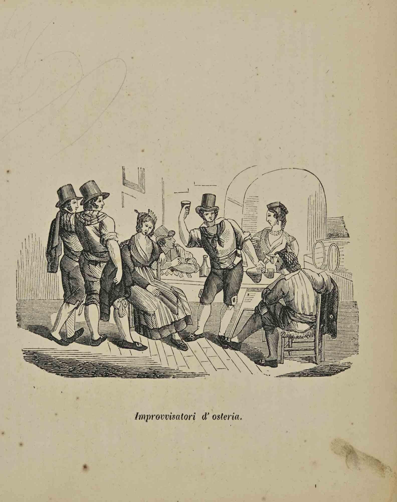 Various Artists Figurative Print - Uses and Customs - Pub Improvisers - Lithograph - 1862