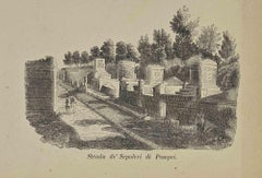 Uses and Customs - Road of the Tombs in Pompei - Lithograph - 1862