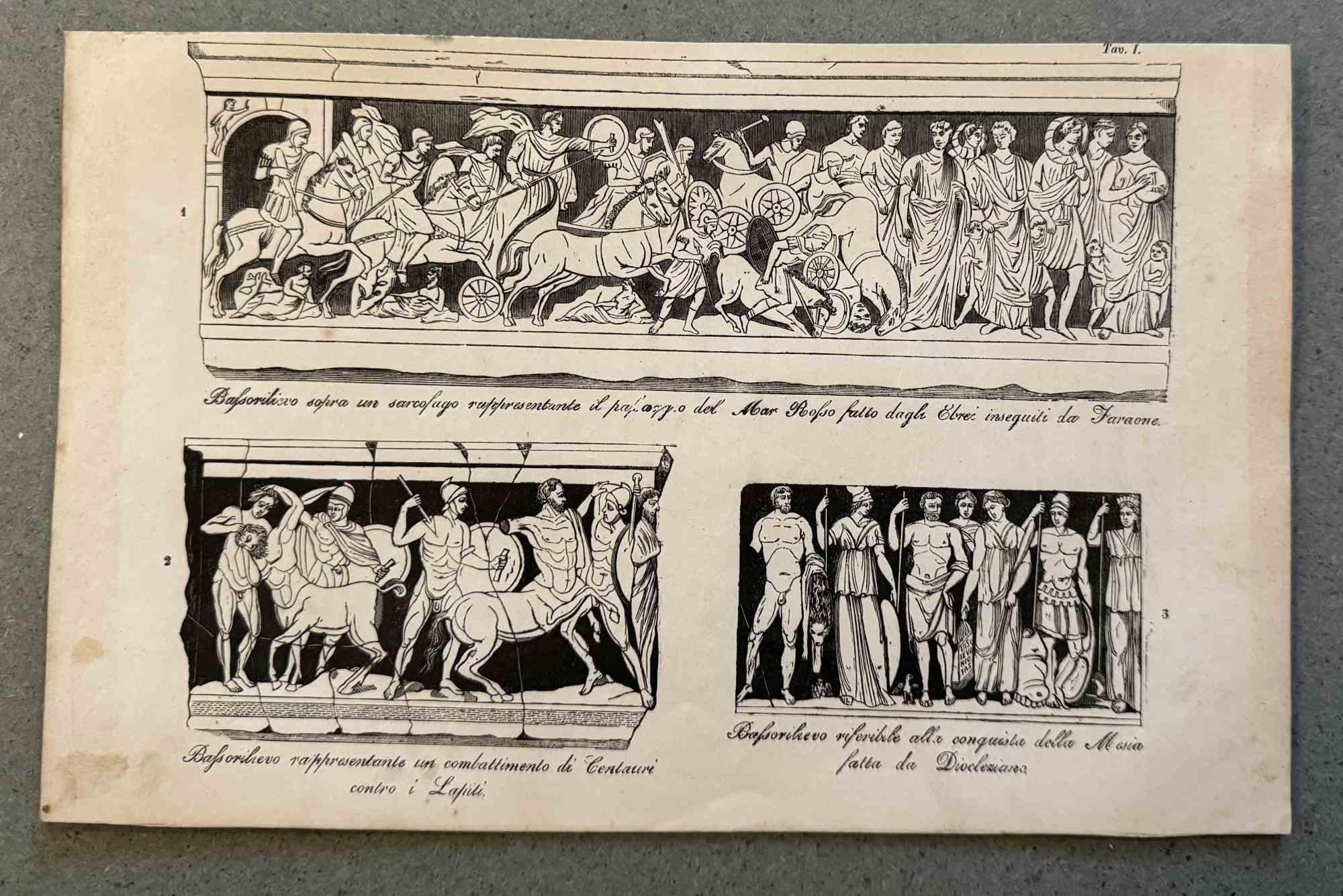 Various Artists Figurative Print - Uses and Customs - Roman Battle - Lithograph - 1862
