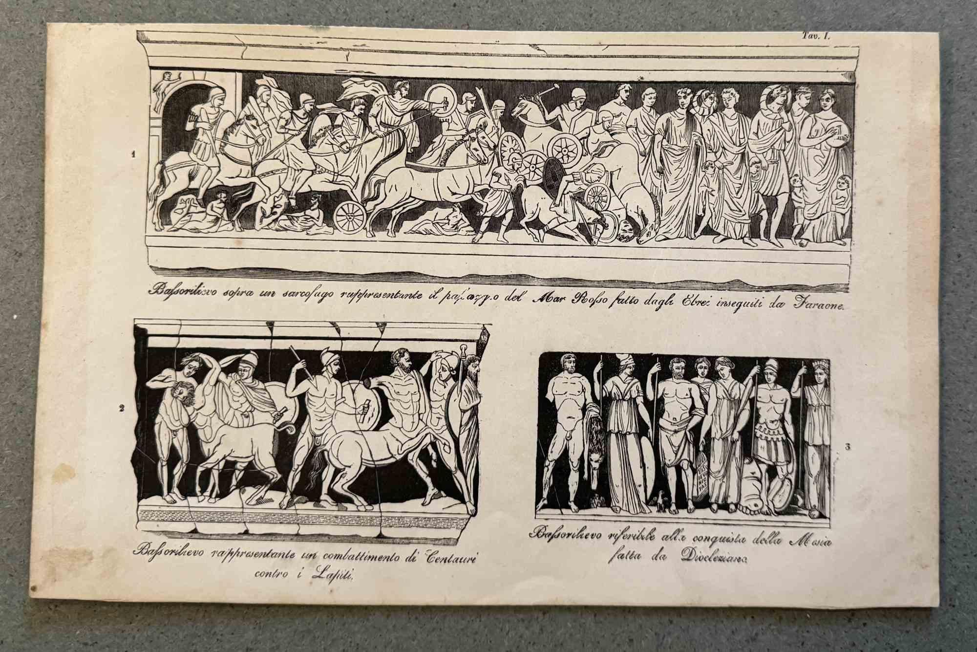 Figurative Print di Various Artists - Usi e costumi - Battaglia romana - Litografia - 1862