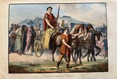 Antique Uses and Customs - Roman Chariot - Lithograph - 1862