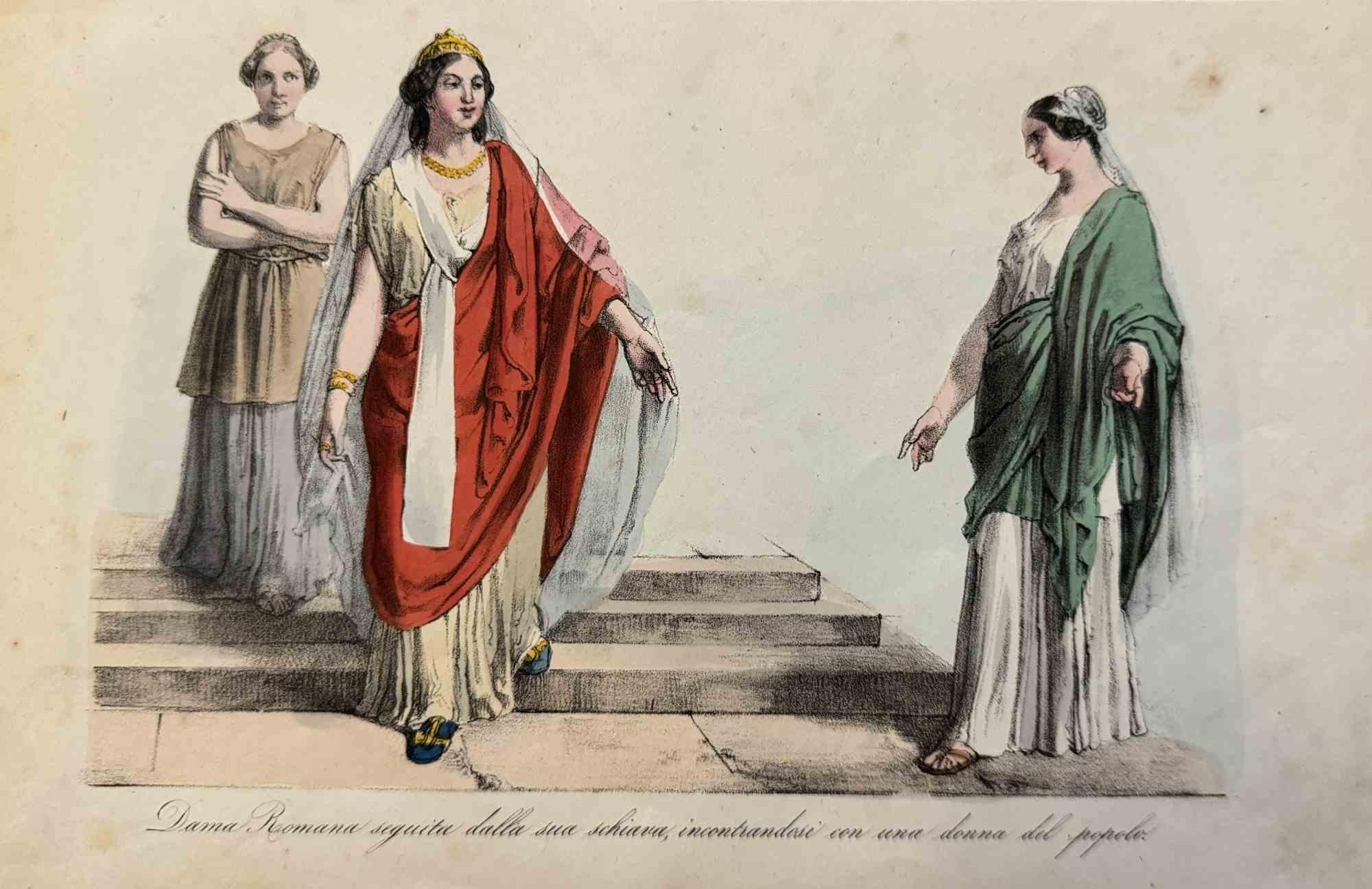 Figurative Print di Various Artists - Usi e costumi - Signora romana - Litografia - 1862