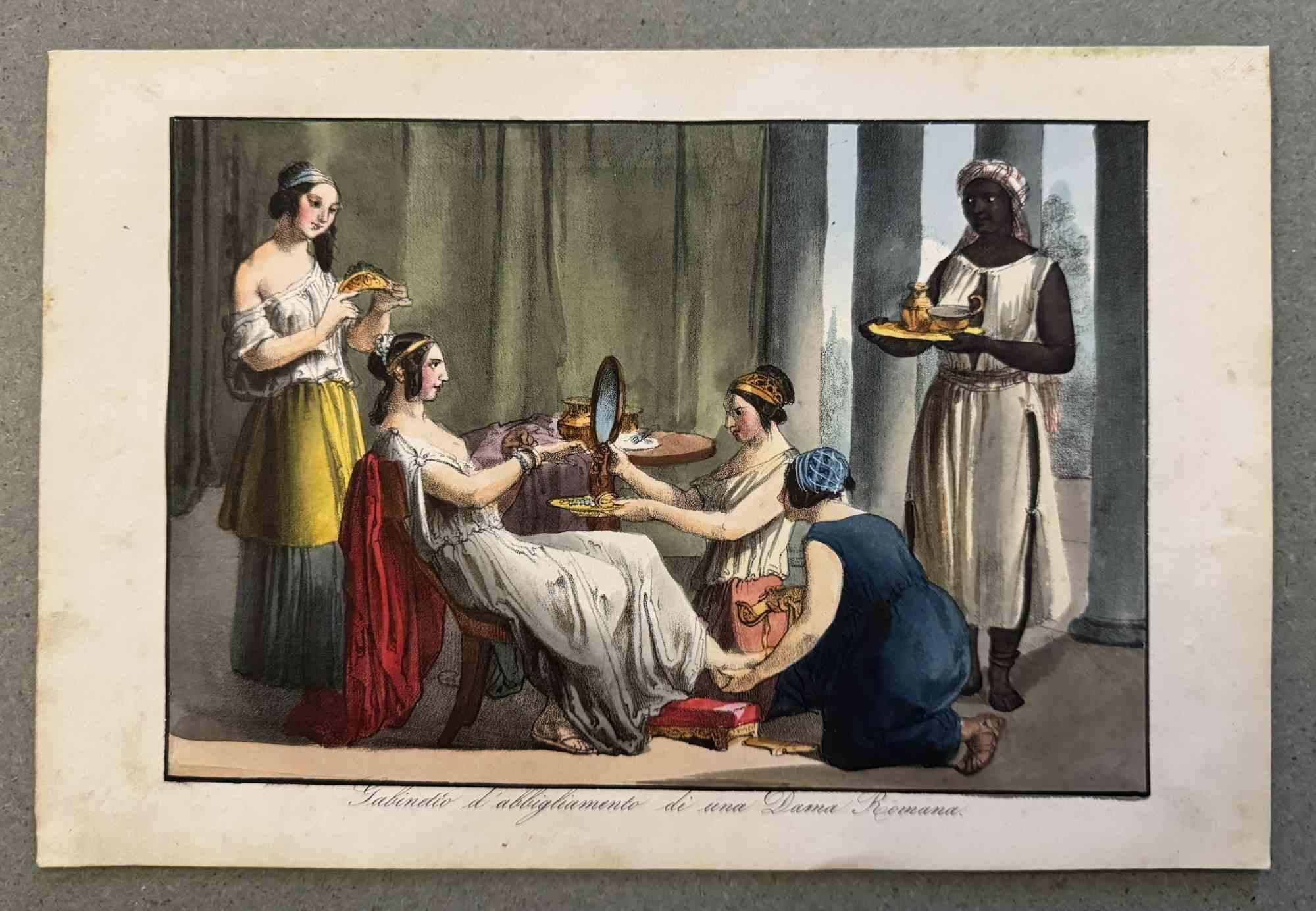 Various Artists Figurative Print – Uses and Customs – römische Dame – Lithographie – 1862