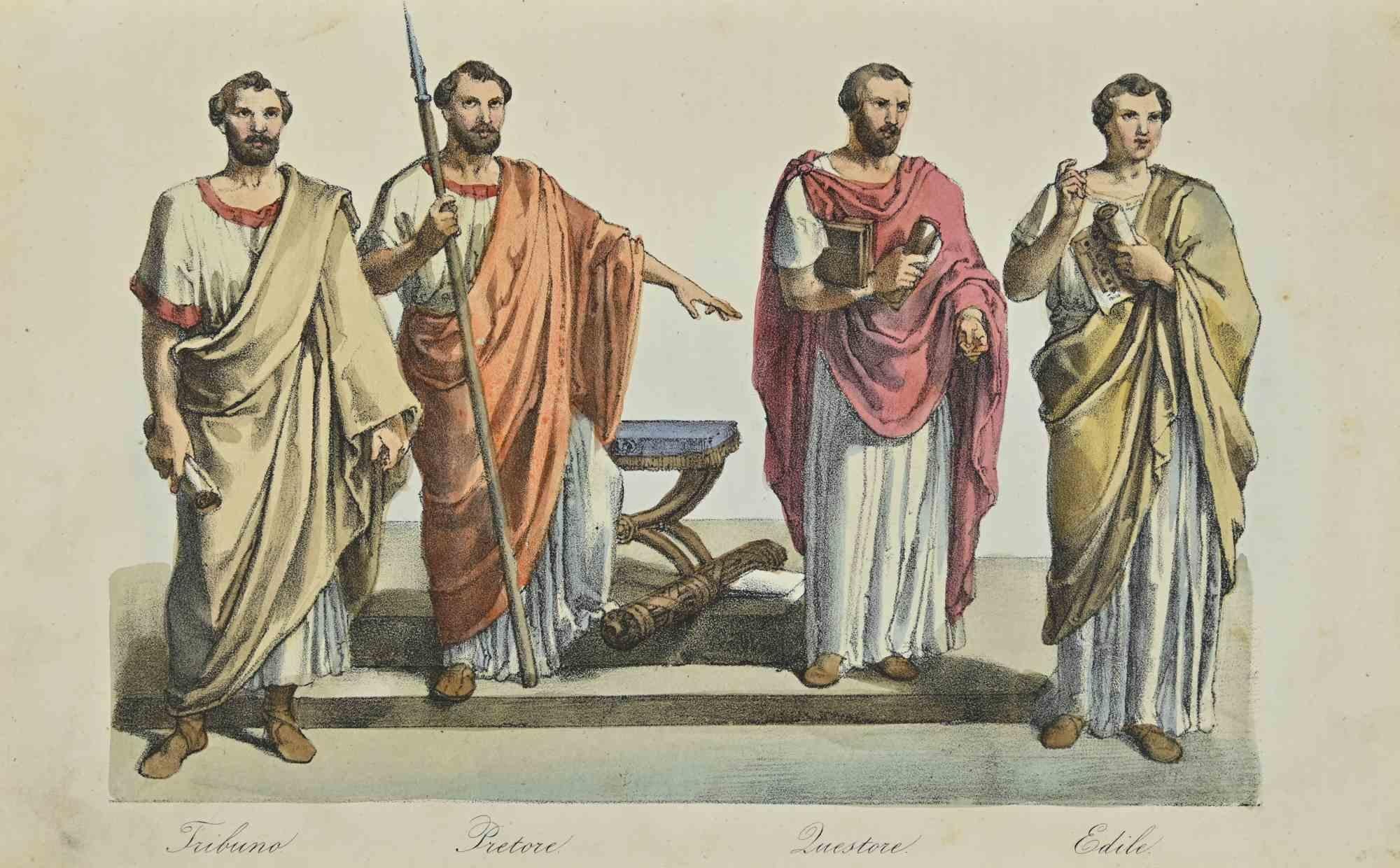 Various Artists Figurative Print - Uses and Customs - Roman - Lithograph - 1862