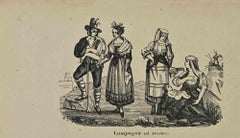 Antique Uses and Customs - Rome Countryside - Lithograph - 1862