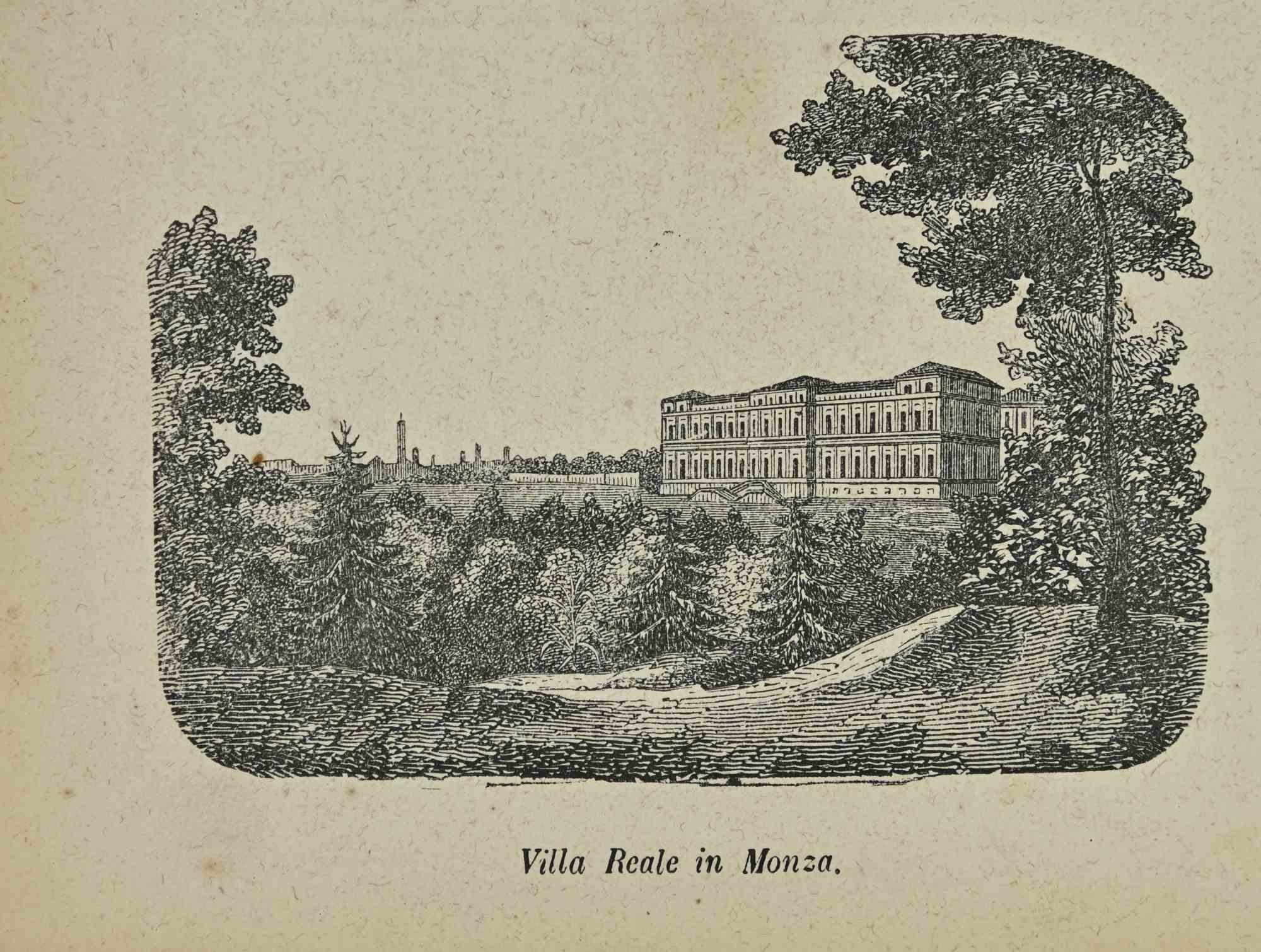 Various Artists Landscape Print - Uses and Customs - Royal Villa in Monza - Lithograph - 1862