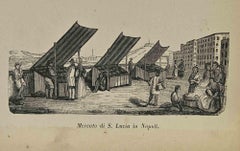 Uses and Customs - Saint Lucia Market in Naples -  Lithograph - 1862