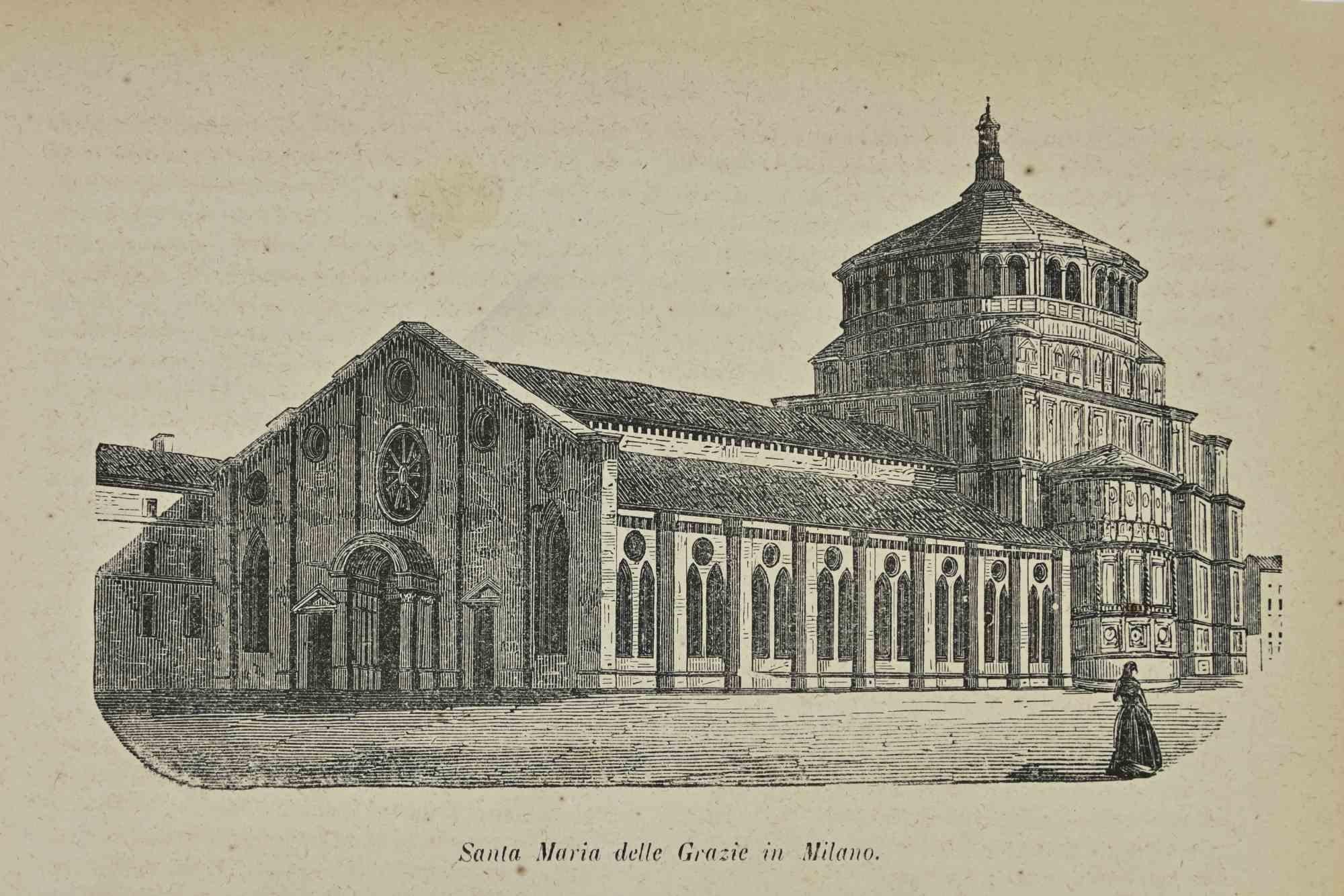 Various Artists Landscape Print – Uses and Customs – Santa Maria delle Grazie in Mailand – Lithographie – 1862