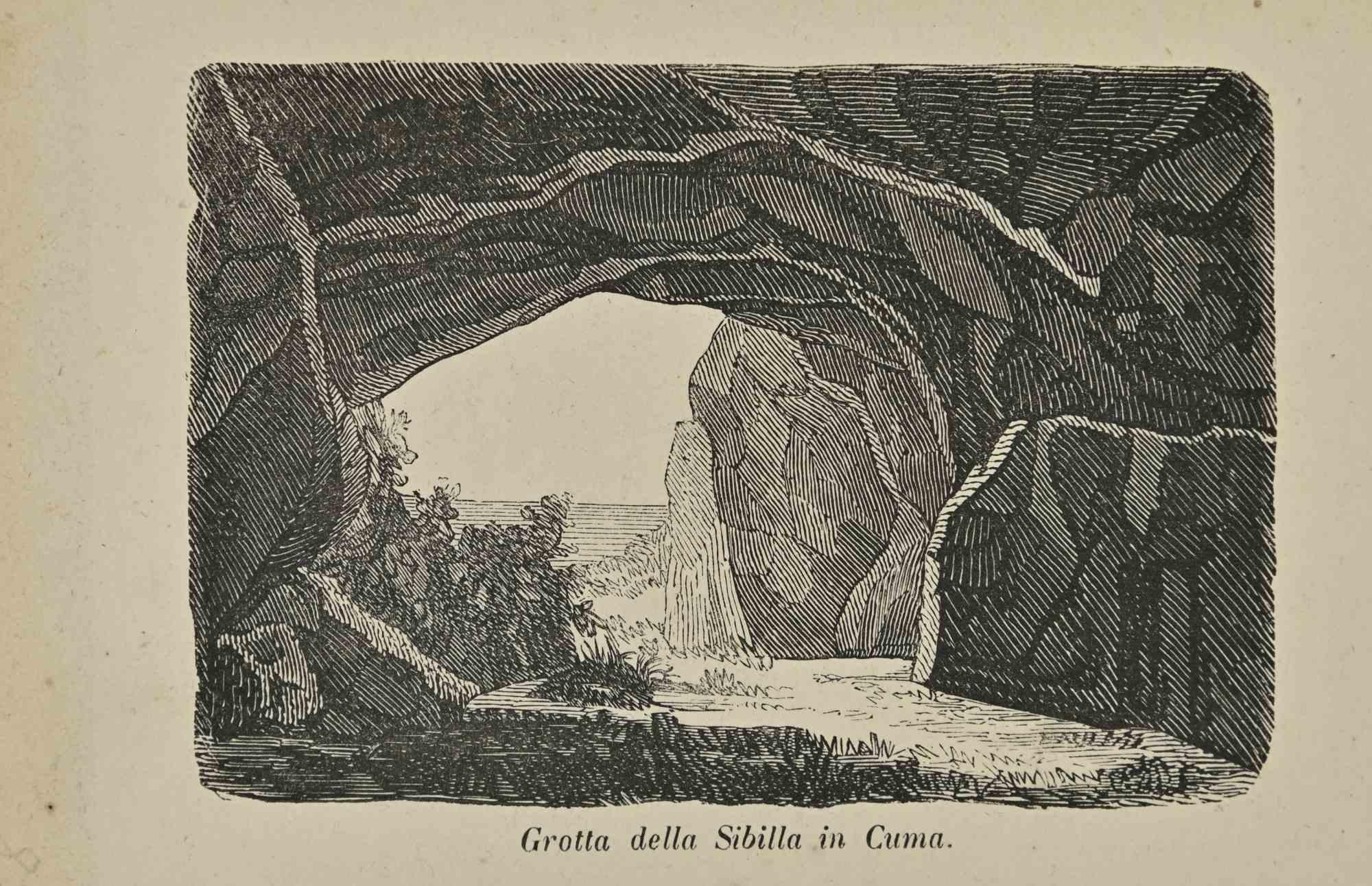 Various Artists Figurative Print – Uses and Customs – Sibyl's Cave in Cuma – Lithographie – 1862